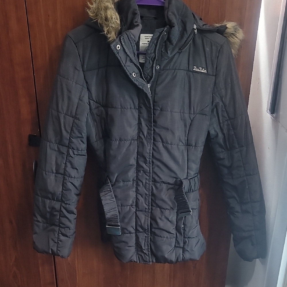 Kids Black Jacket with Fur Hood